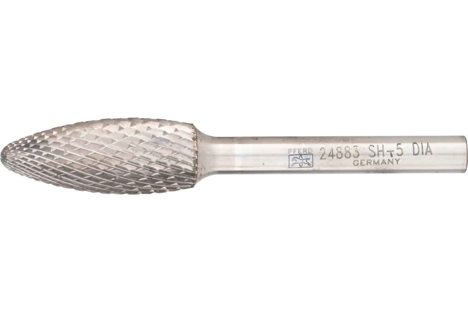 Picture of Pferd Carbide Bur SH-5 Flame Shape Diamond Cut 1/2" x 1-1/4" x 1/4" Shank